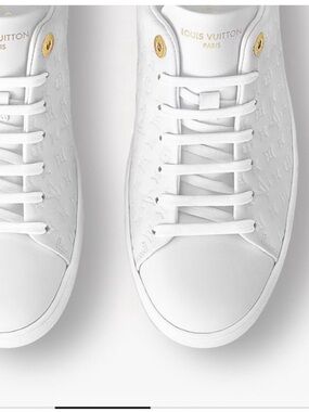 Louis Vuitton Front Row Monogram Low-Top Sneakers with Gold Accents size 38.5